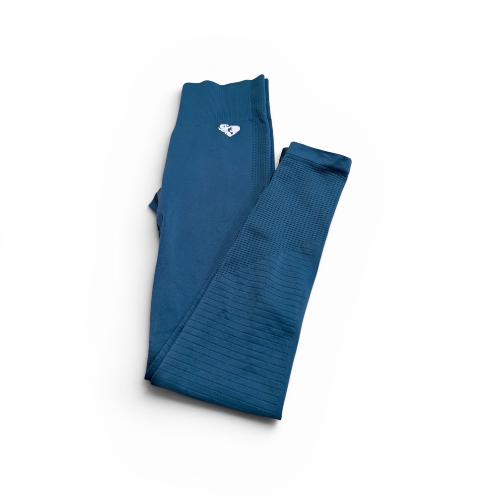 Seamless High-Waist Leggings in Teal Blue. Used.